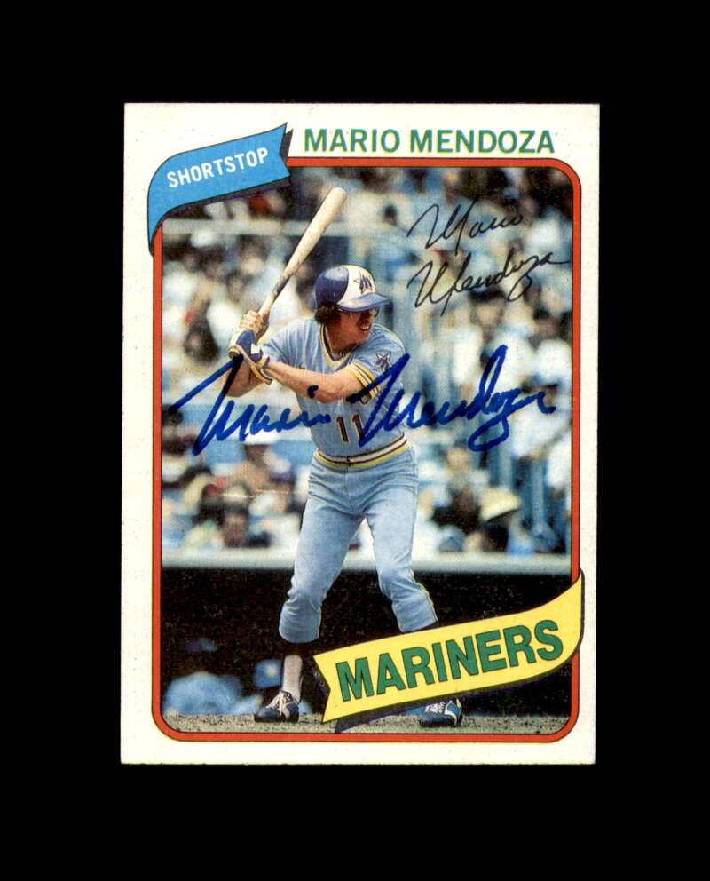 Mario Mendoza Signed 1980 Topps Seattle Mariners Autograph