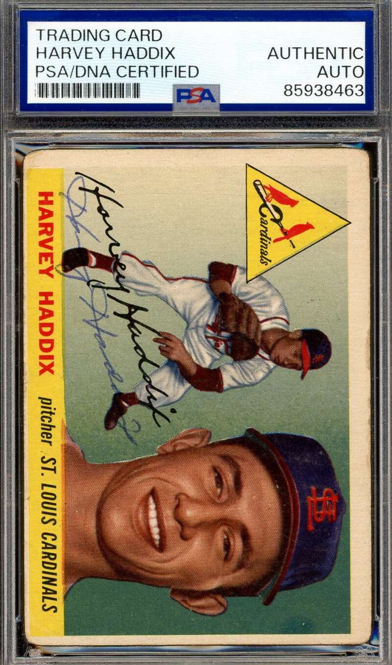 Harvey Haddix PSA DNA Vintage Signed 1955 Topps Autograph Cardinals