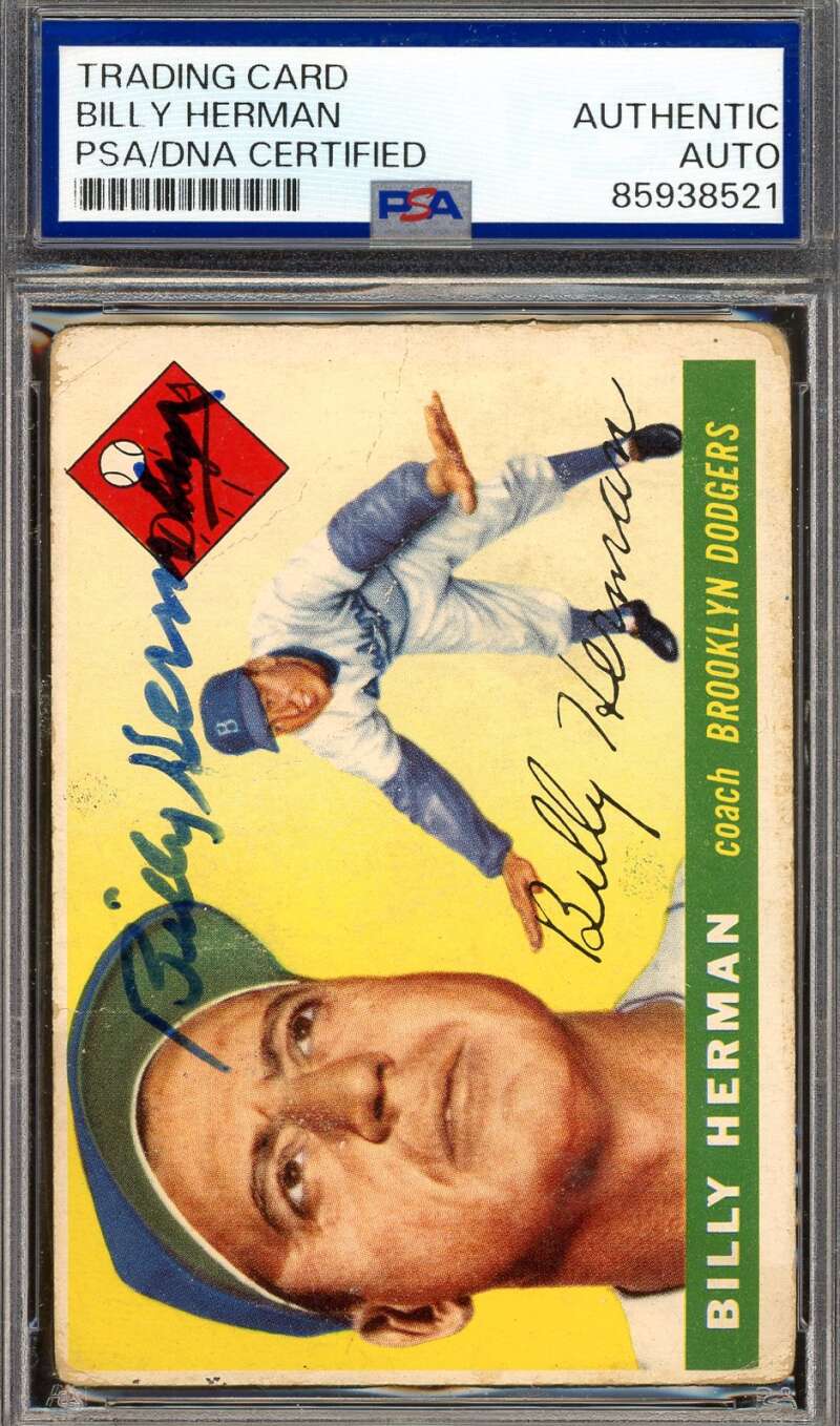 Billy Herman PSA DNA Vintage Signed 1955 Topps Autograph Cubs