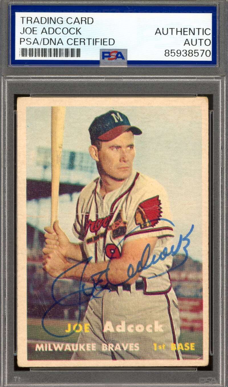 Joe Adcock PSA DNA Signed 1957 Topps Autograph