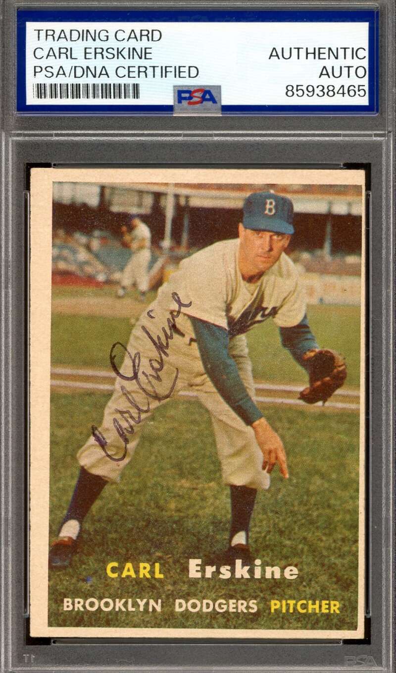 Carl Erskine PSA DNA Signed 1957 Topps Autograph Dodgers