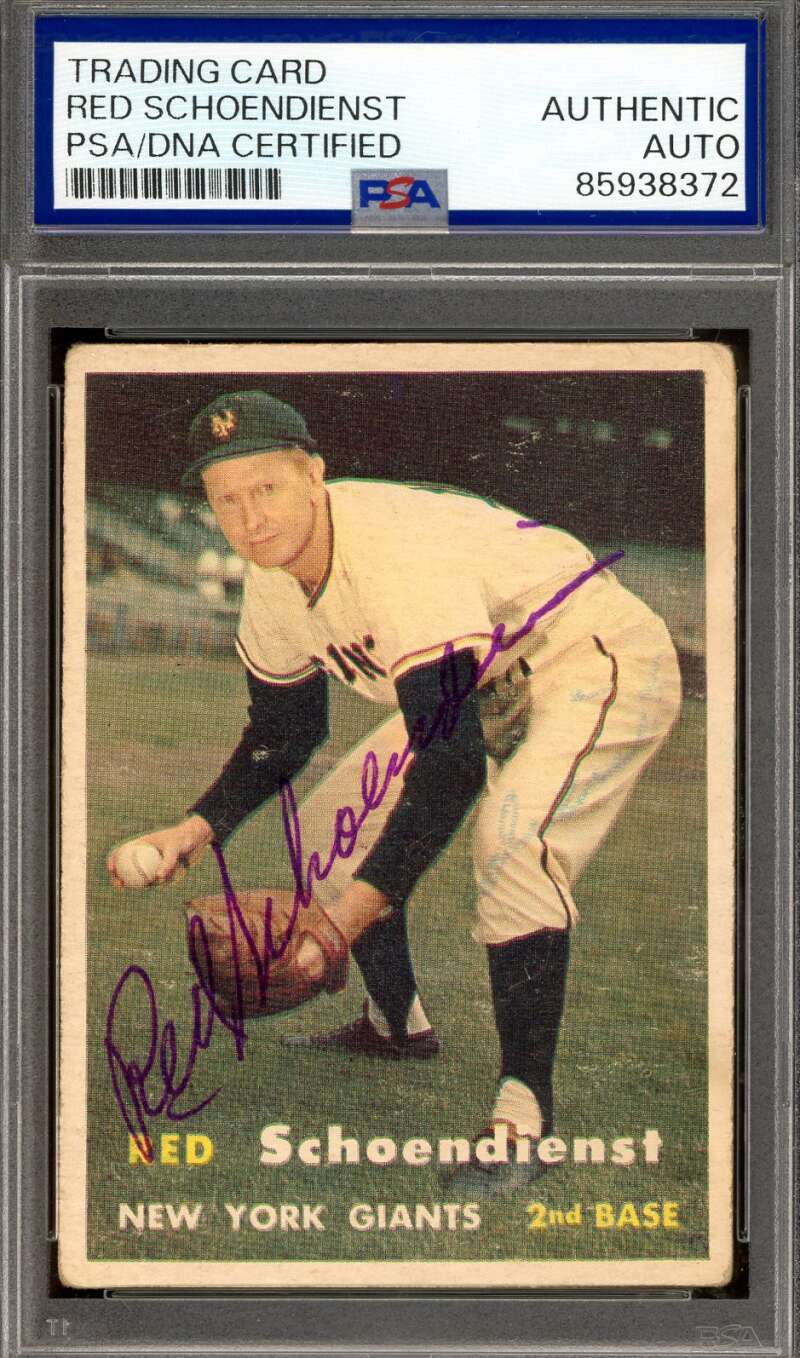 Red Schoendienst PSA DNA Vintage Signed 1957 Topps Autograph