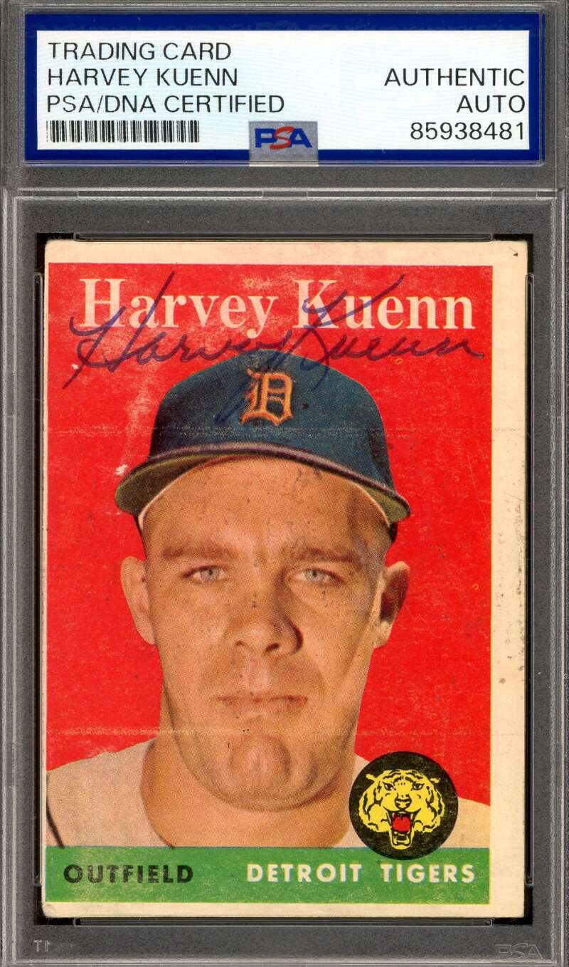Harvey Kuenn PSA DNA Vintage Signed 1958 Topps Autograph Tigers