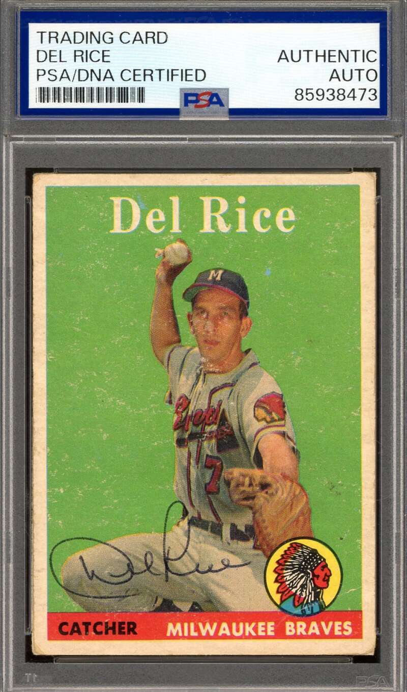 Del Rice PSA DNA Vintage Signed 1958 Topps Autograph