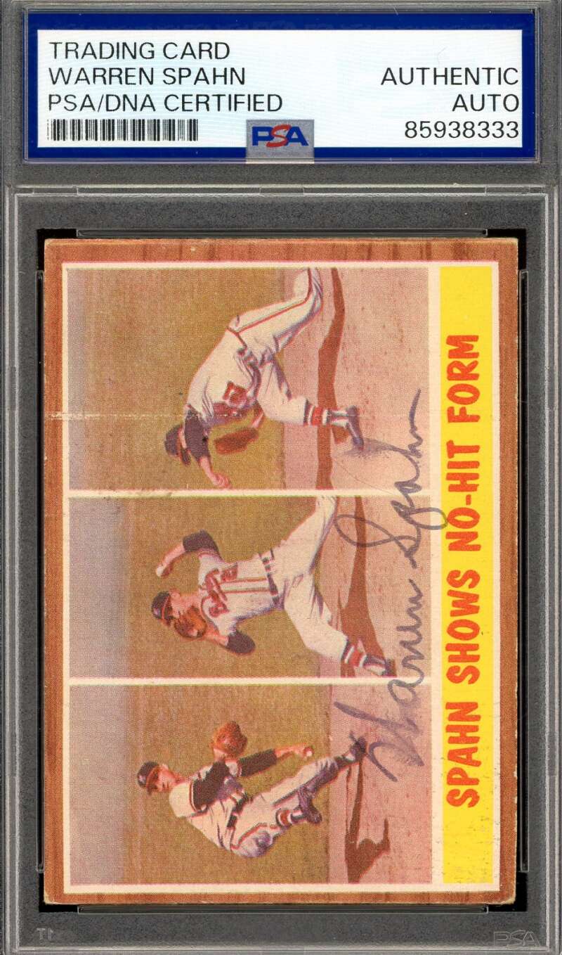 Warren Spahn PSA DNA Vintage Signed 1962 Topps No Hit Autograph