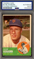 Richie Ashburn PSA DNA Vintage Signed 1963 Topps Autograph Mets
