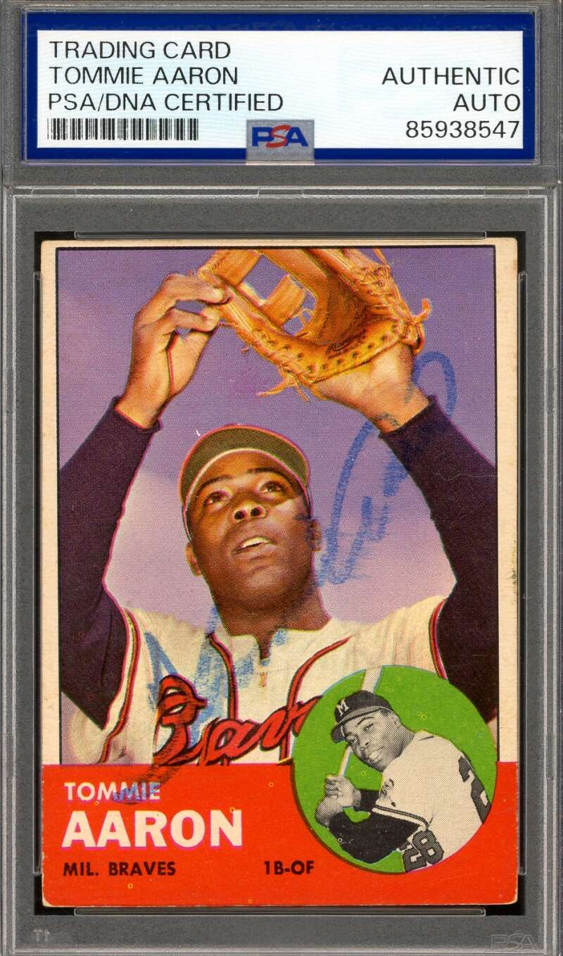 Tommie Aaron PSA DNA Vintage Signed 1963 Topps Rookie Autograph