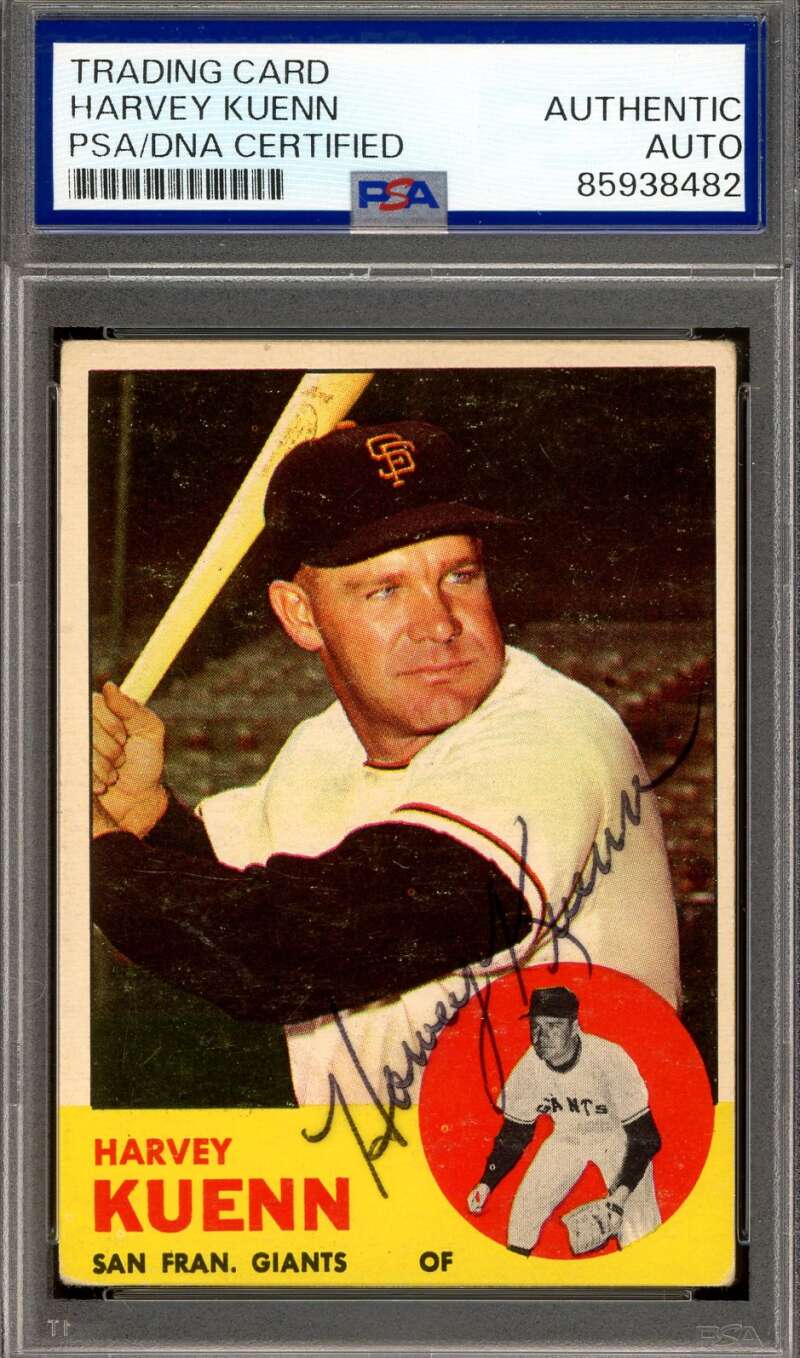 Harvey Kuenn PSA DNA Vintage Signed 1963 Topps Autograph