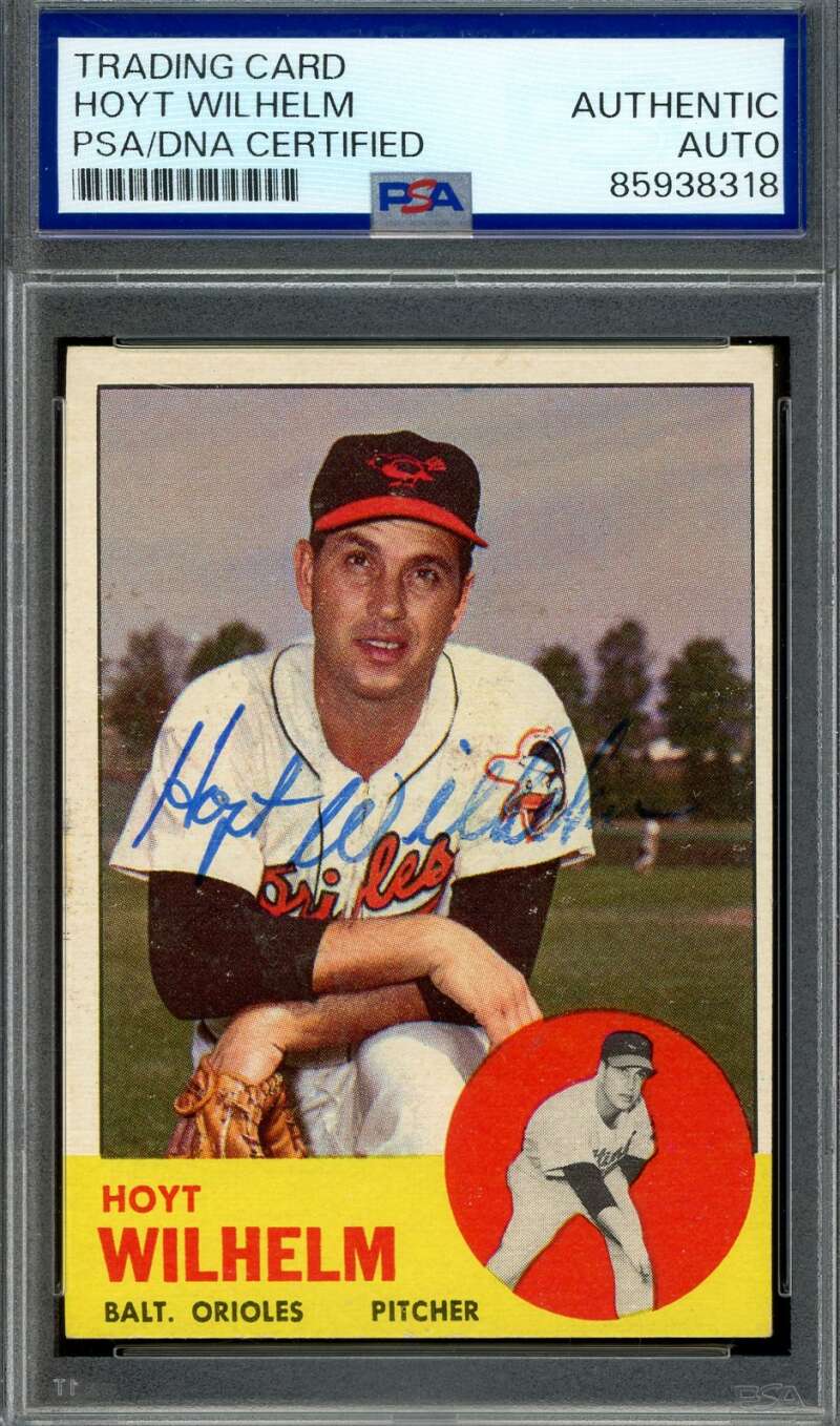 Hoyt Wilhelm PSA DNA Signed 1963 Topps Autograph Orioles