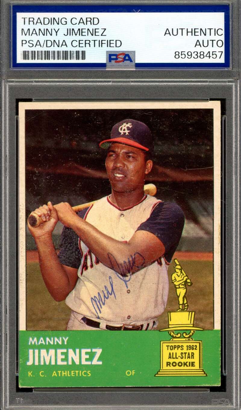Manny Jimenez PSA DNA Signed 1963 Topps Autograph