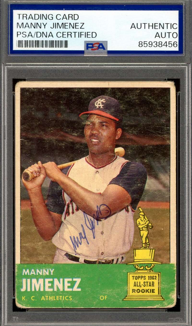 Manny Jimenez PSA DNA Coa Signed 1963 Topps Autograph