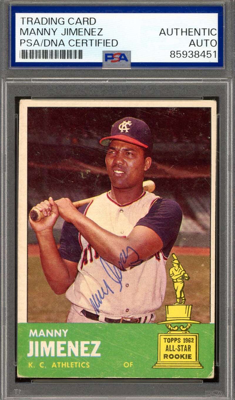 Manny Jimenez PSA DNA Coa Autograph 1963 Topps Signed