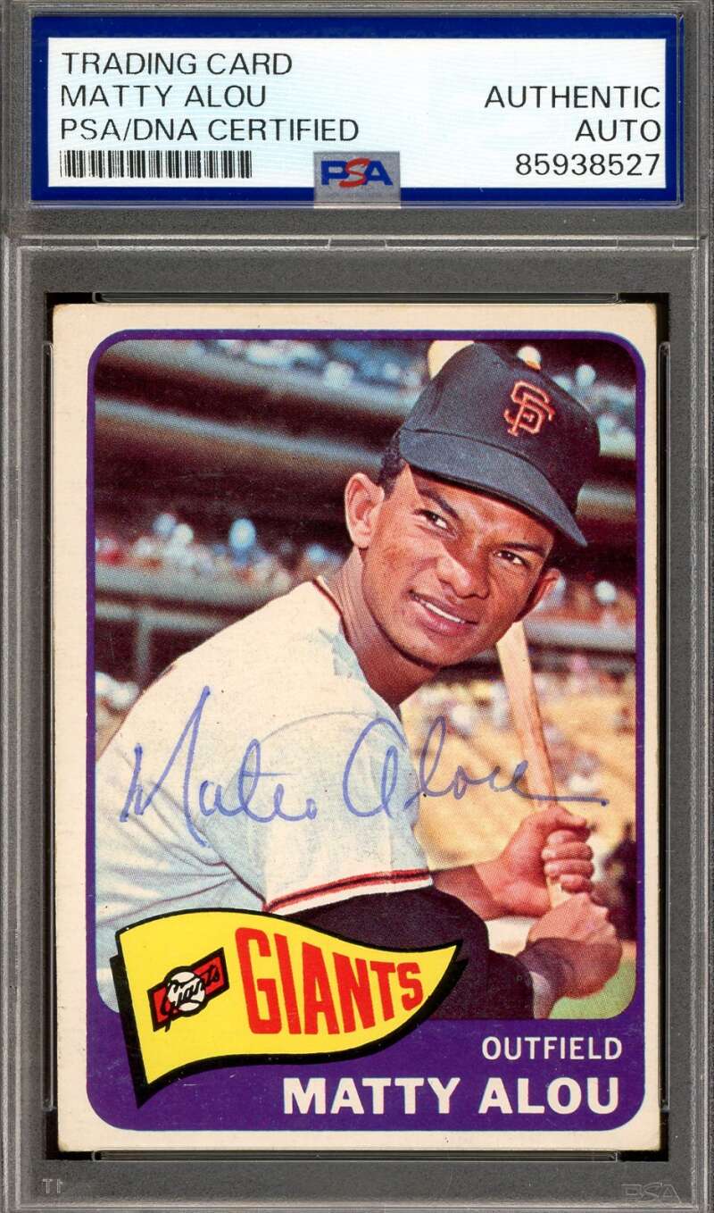 Matty Alou PSA DNA Signed 1965 Topps Autograph