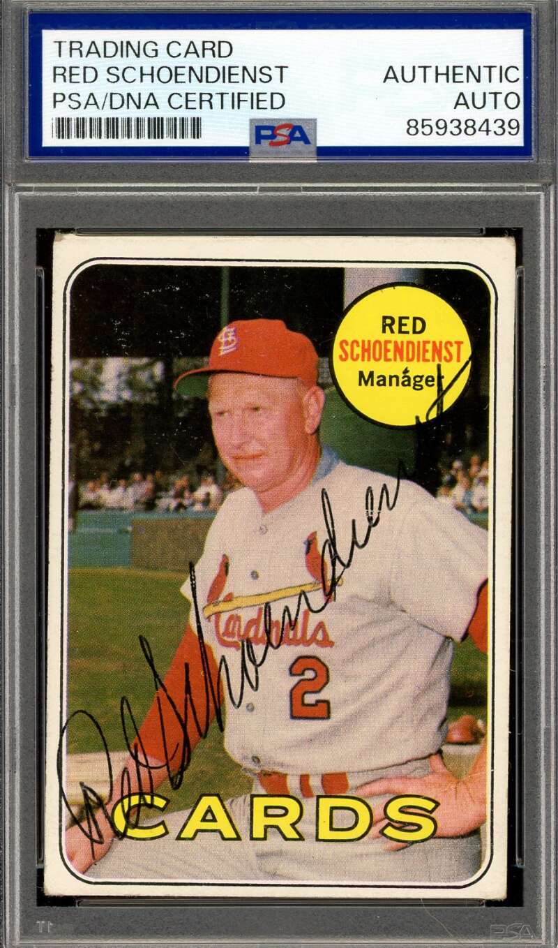 Red Schoendienst PSA DNA Vintage Signed 1969 Topps Autograph Cardinals