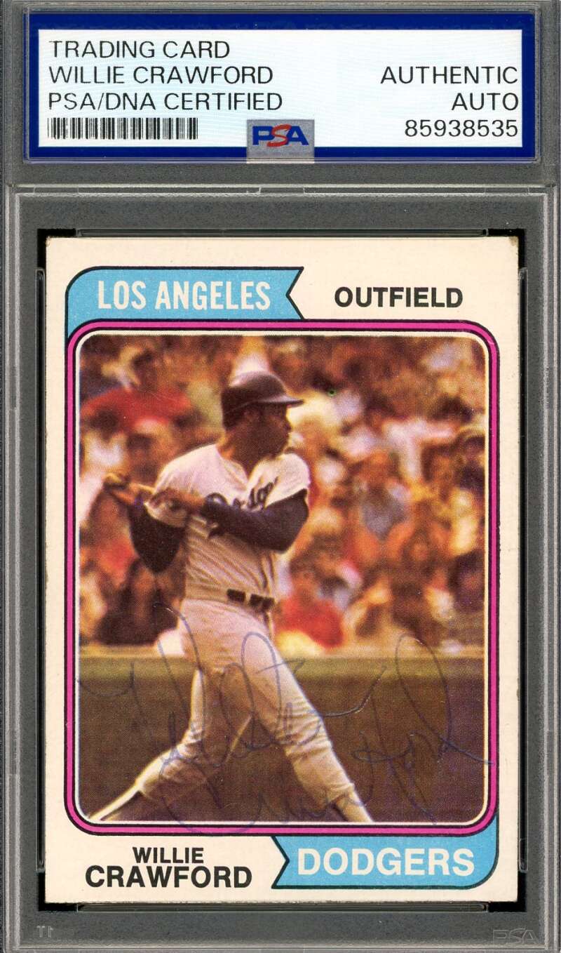 Willie Crawford PSA DNA Vintage Signed 1974 Topps Autograph Dodgers
