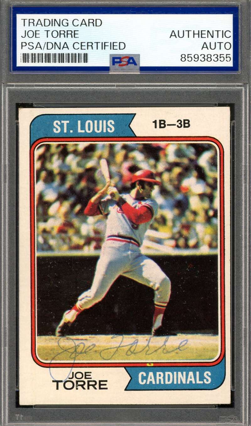 Joe Torre PSA DNA Vintage Signed 1974 Topps Autograph Cardinals
