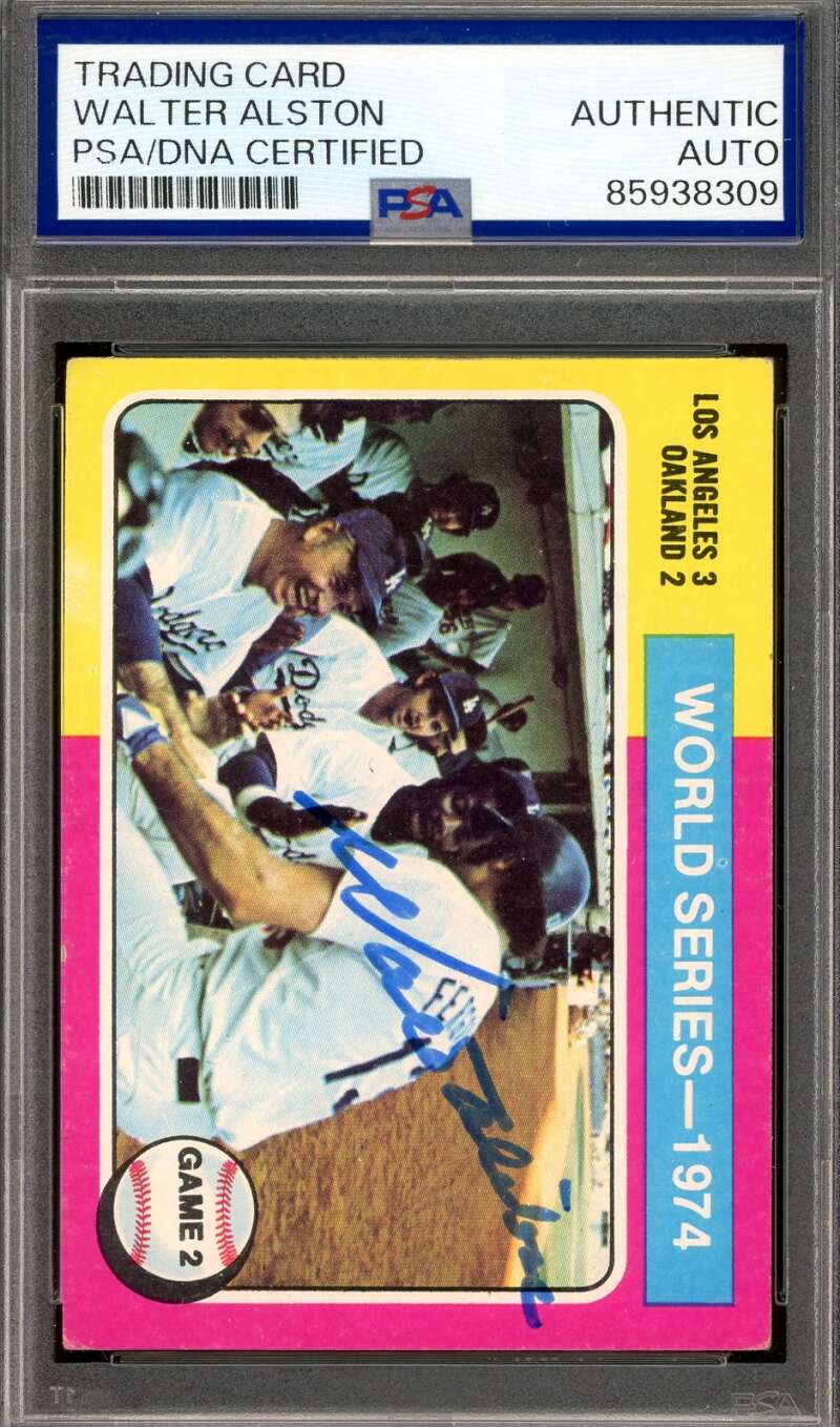Walter Alston PSA DNA Vintage Signed 1975 Topps 1974 World Series Autograph