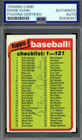 Bowie Kuhn PSA DNA Vintage Signed 1980 Topps Checklist Autograph