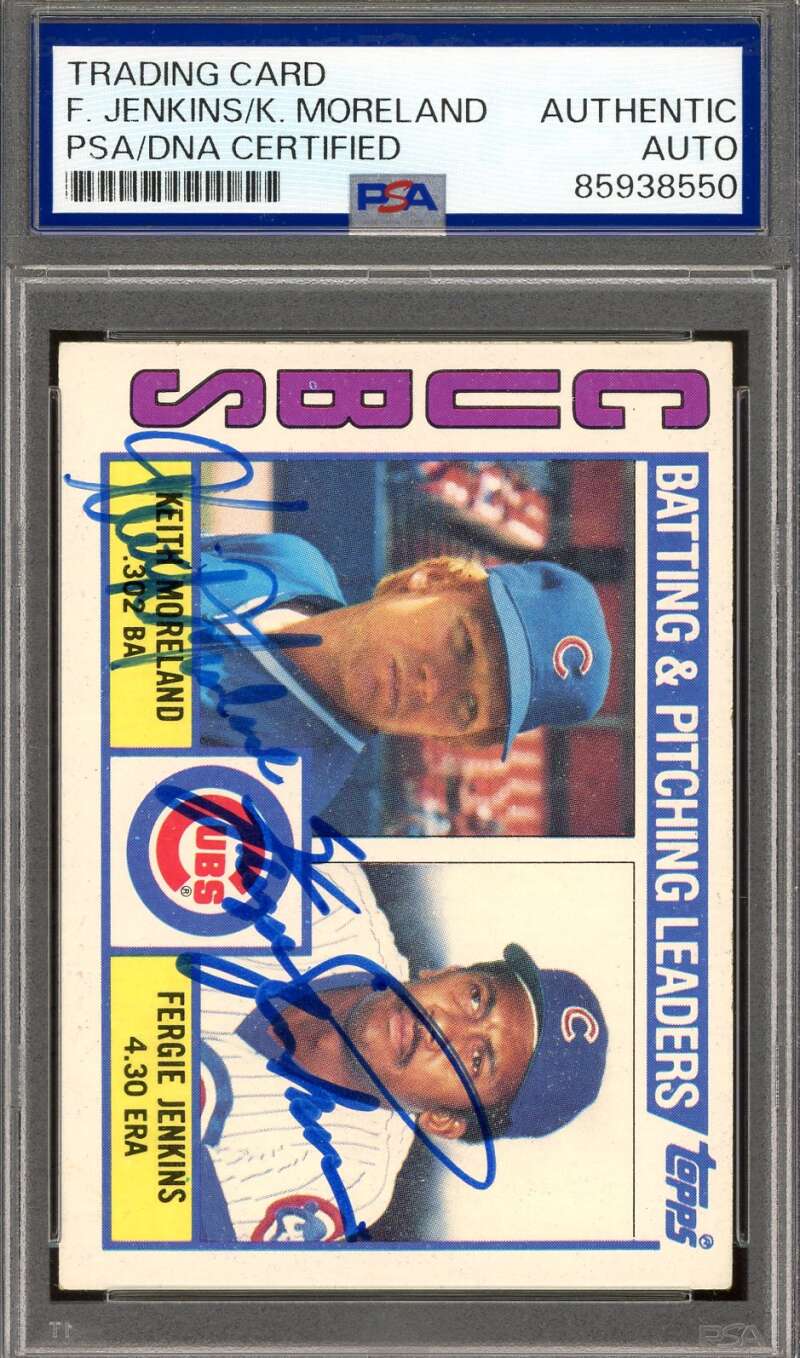 Fergie Jenkins Keith Moreland PSA DNA Signed 1984 Topps Team Leaders Autograph