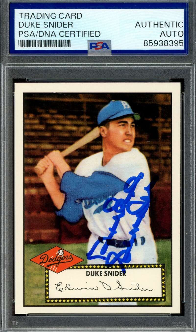 Duke Snider PSA DNA Signed 1952 Topps 1995 Reprint Autograph
