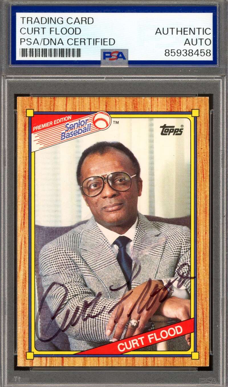 Curt Flood PSA DNA Signed 1989 Topps Senior League Autograph