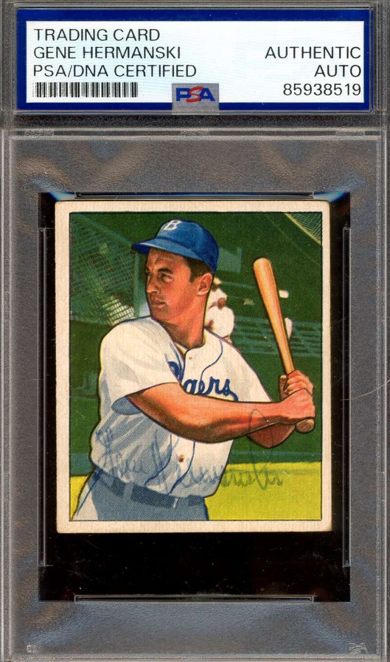 Gene Hermanski PSA DNA Vintage Signed 1950 Bowman Autograph