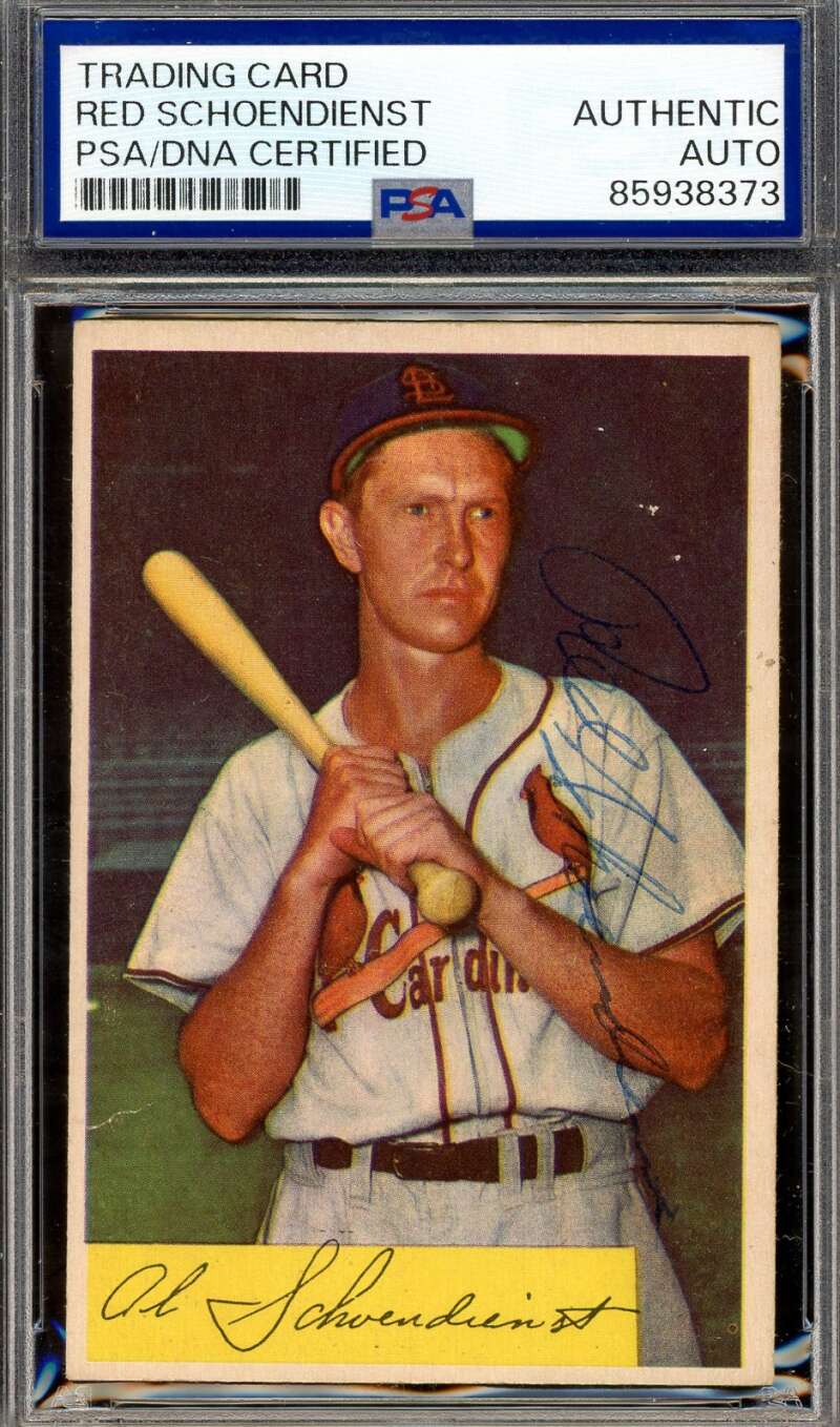 Red Schoendienst PSA DNA Vintage Signed 1954 Bowman Autograph