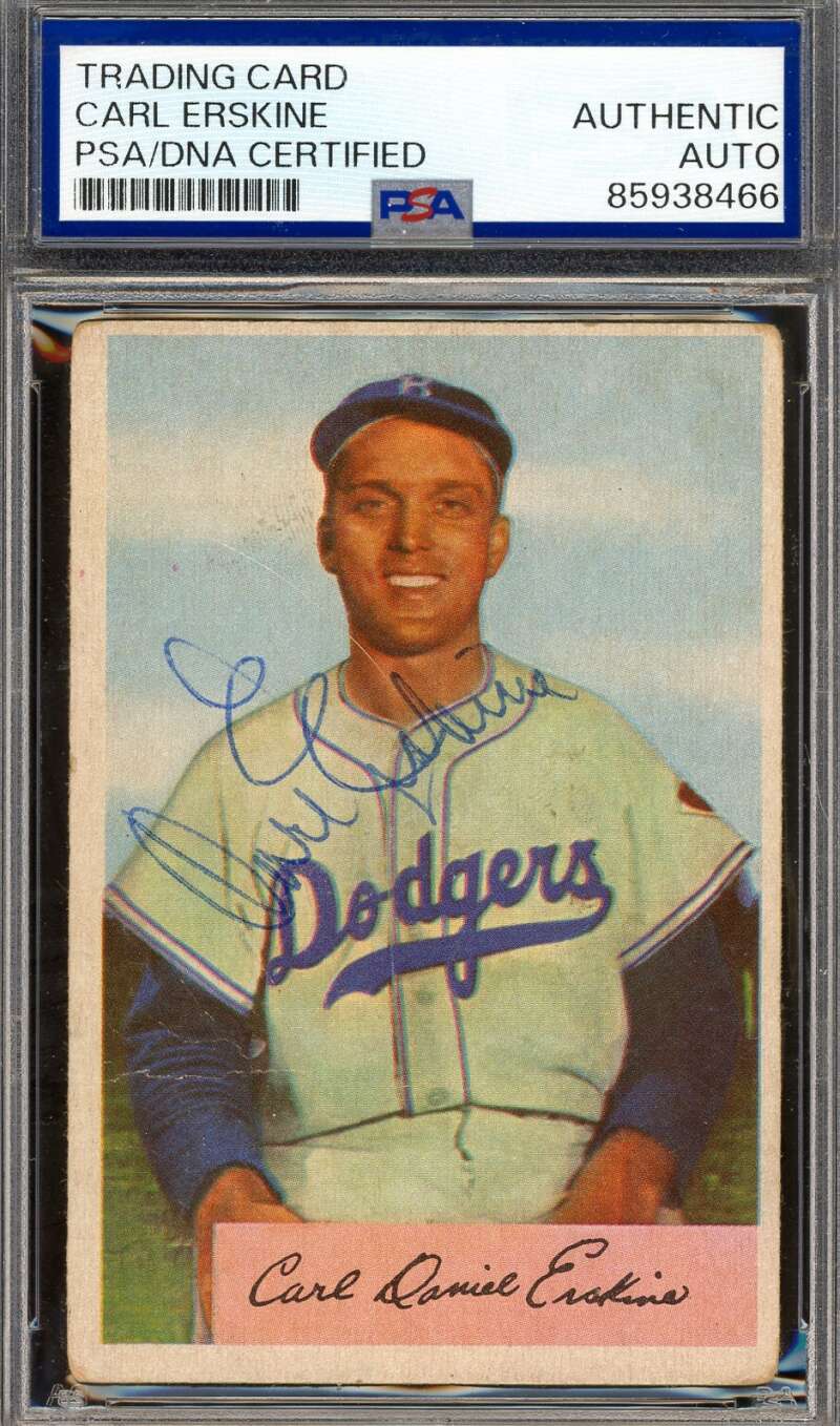Carl Erskine PSA DNA Vintage Signed 1954 Bowman Autograph Dodgers