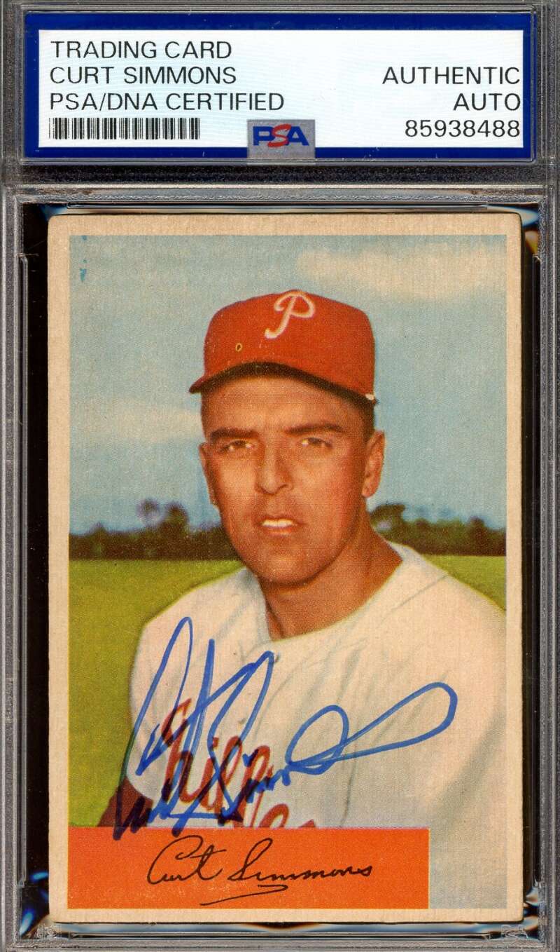 Curt Simmons PSA DNA Vintage Signed 1954 Bowman Autograph