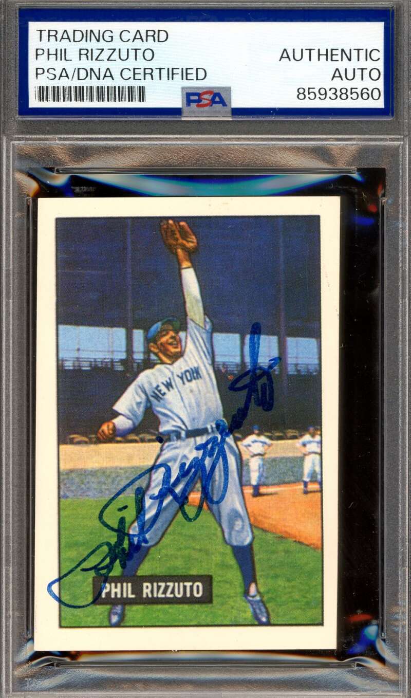 Phil Rizzuto PSA DNA Signed 1951 Bowman 1986 Reprint Autograph