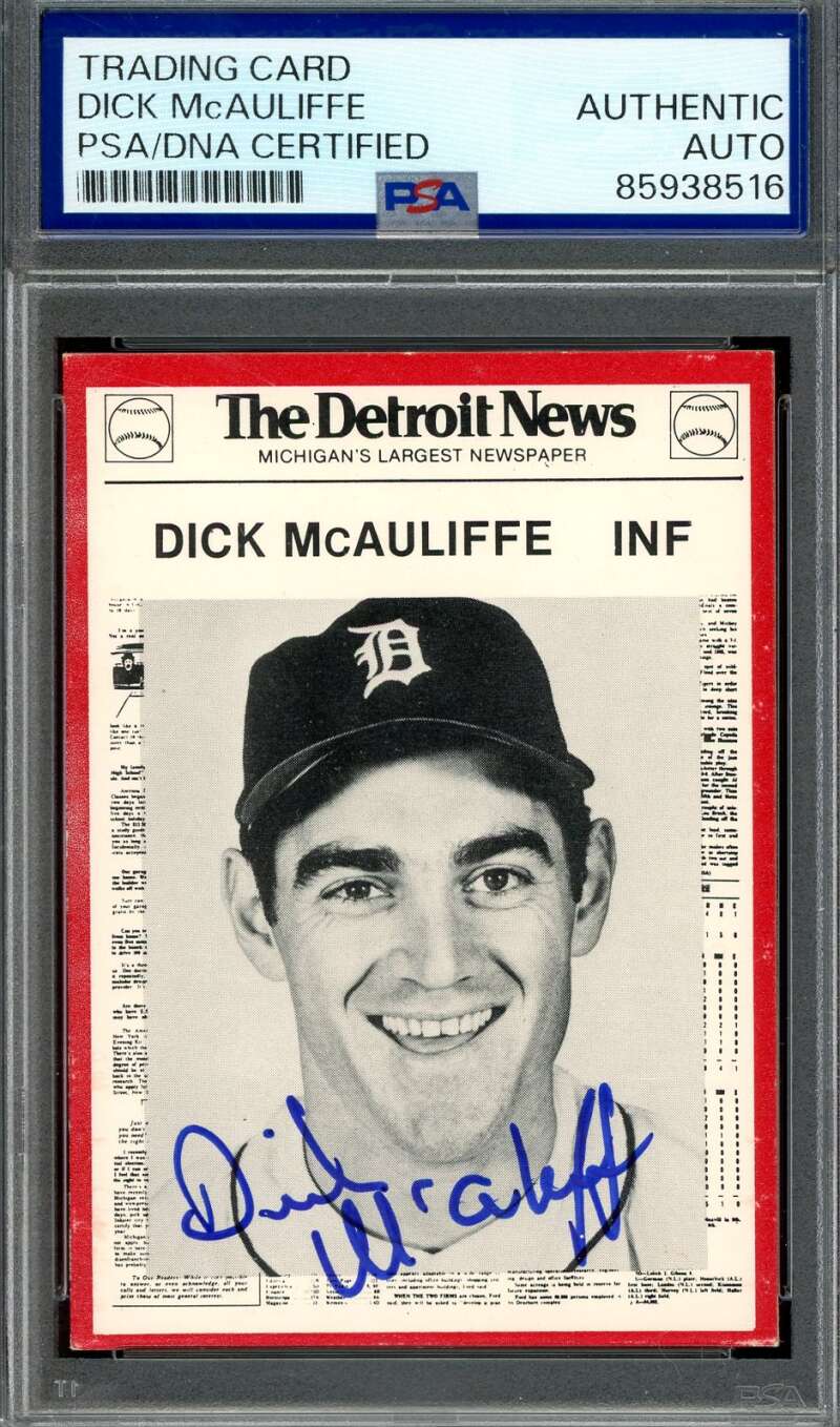 Dick McAuliffe PSA DNA Signed 1981 Detroit News Autograph