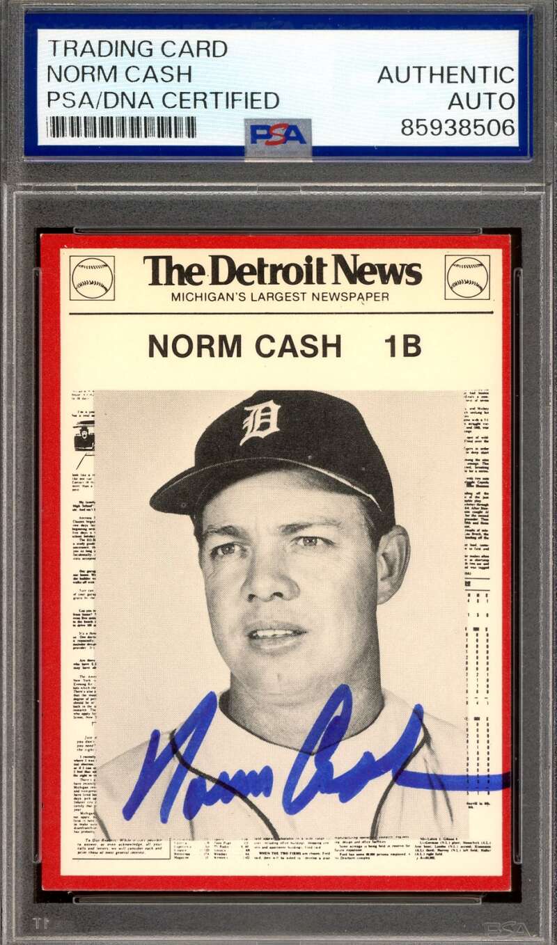 Norm Cash PSA DNA Signed 1981 Detroit News Autograph