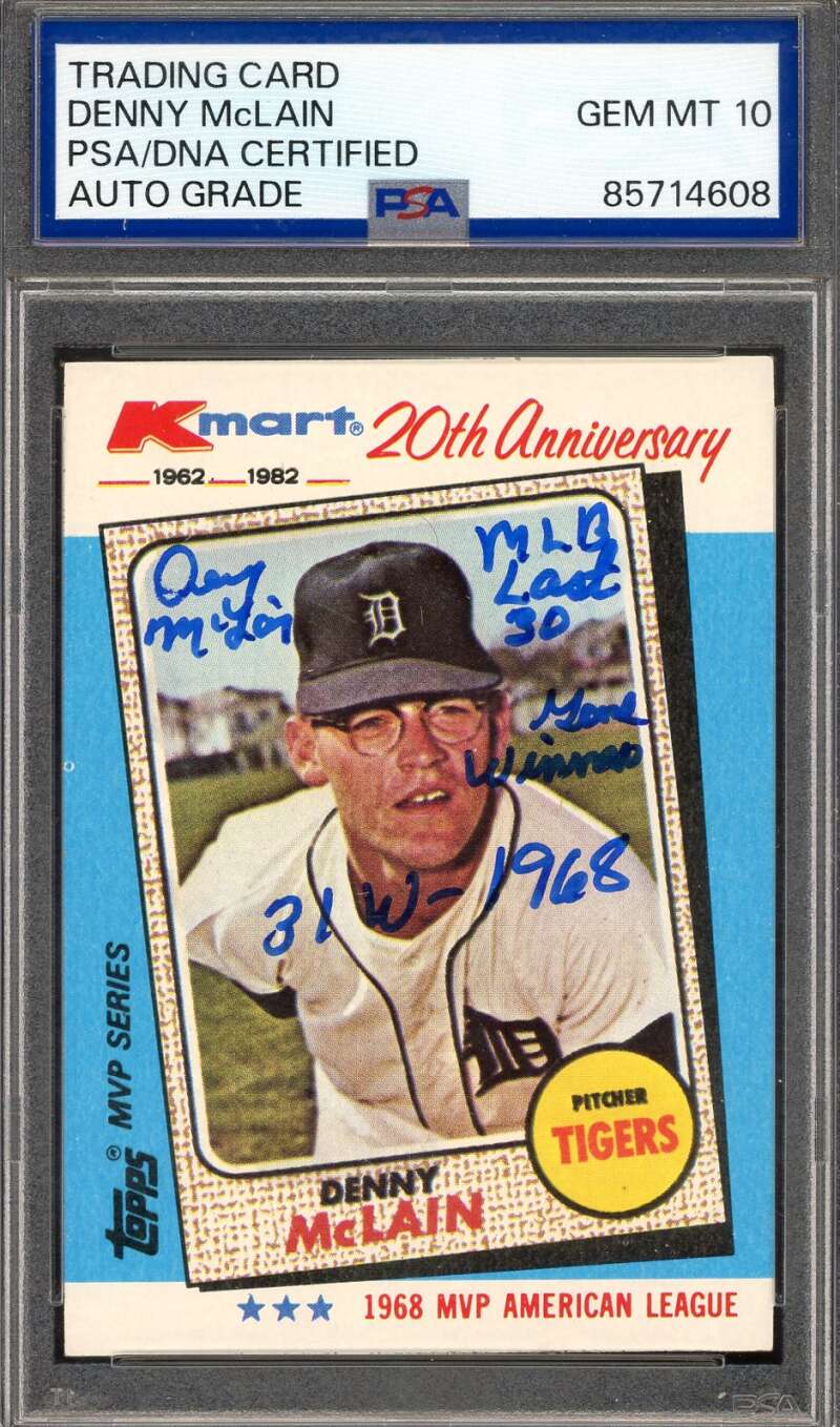 Denny McLain Gem Mint 10 PSA DNA Signed 1982 Topps K-Mart Autograph
