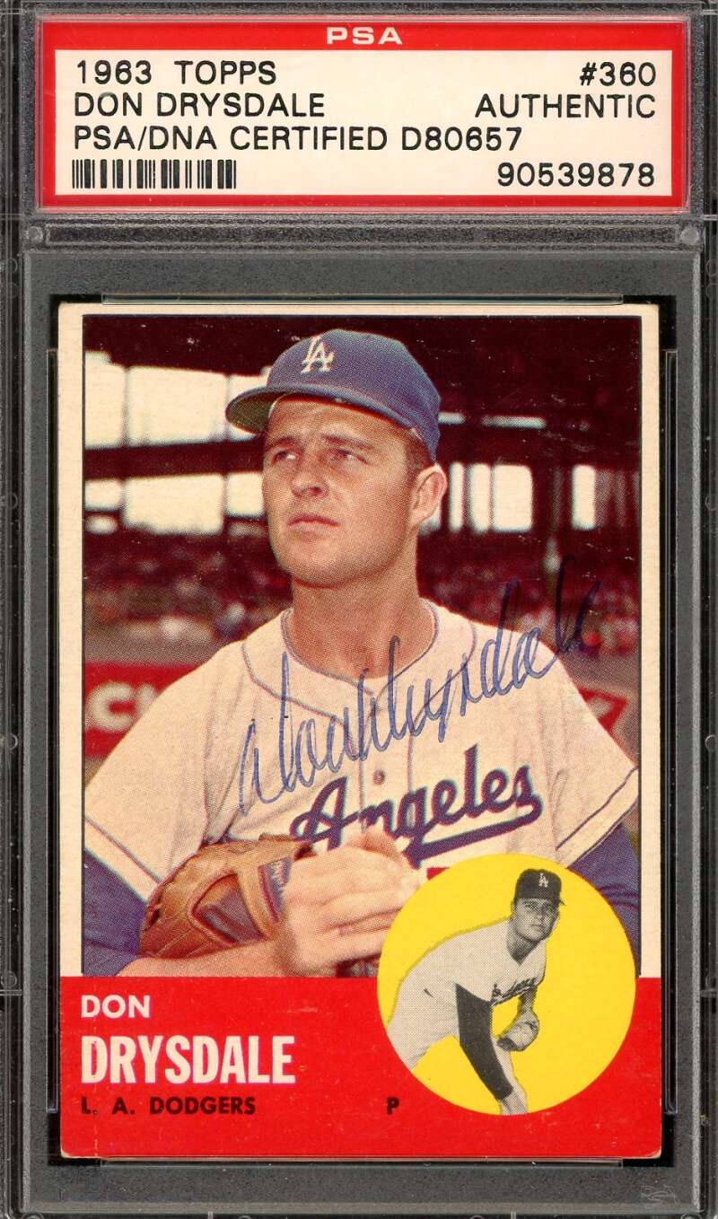Don Drysdale PSA DNA Vintage Signed 1963 Topps Autograph