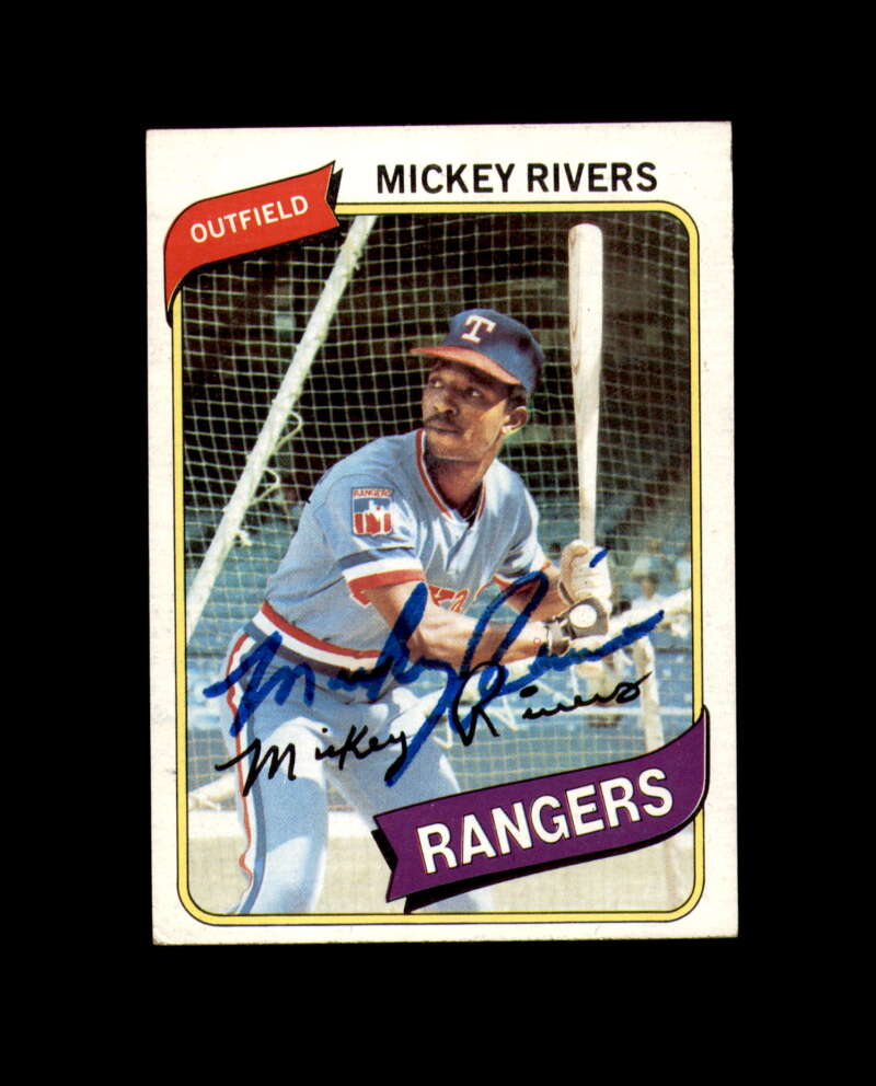 Mickey Rivers Signed 1980 Topps Texas Rangers Autograph