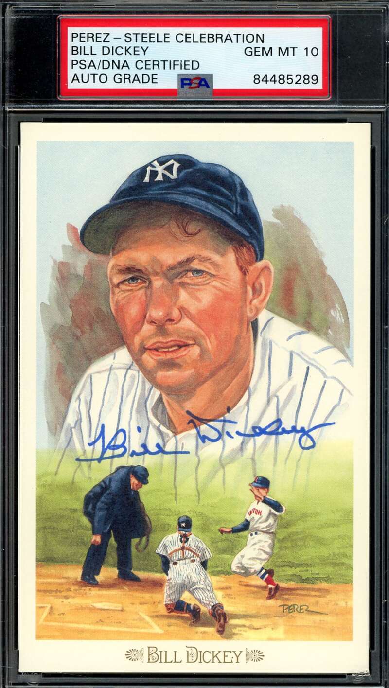 Bill Dickey Gem Mint 10 PSA DNA Signed Perez Steele Celebration Postcard Autograph
