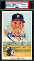 Warren Spahn Gem Mint 10 PSA DNA Signed Perez Steele Celebration Postcard Autograph