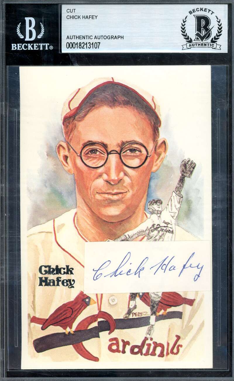 Chick Hafey Beckett BAS Signed Perez Steele Postcard Cut Autograph