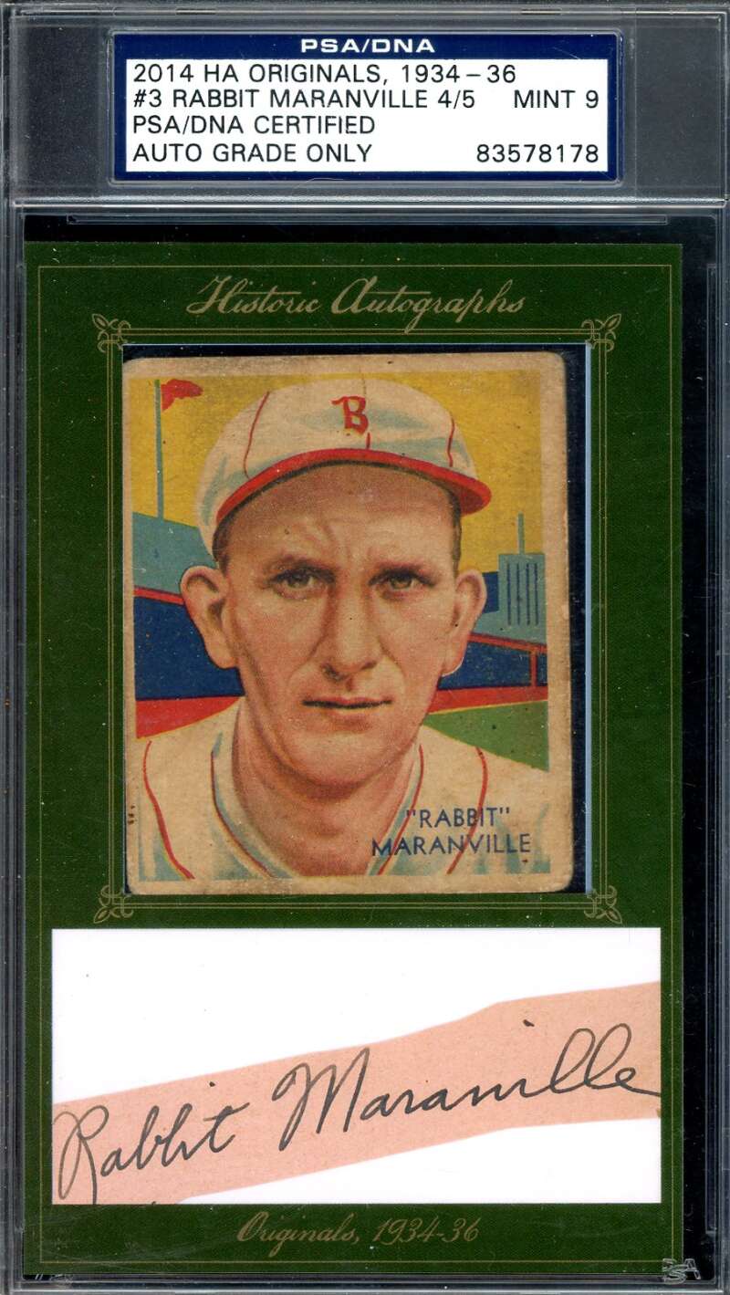 Rabbit Maranville Mint 9 PSA DNA Signed 2014 HA Original 1934 Diamond Star Autograph