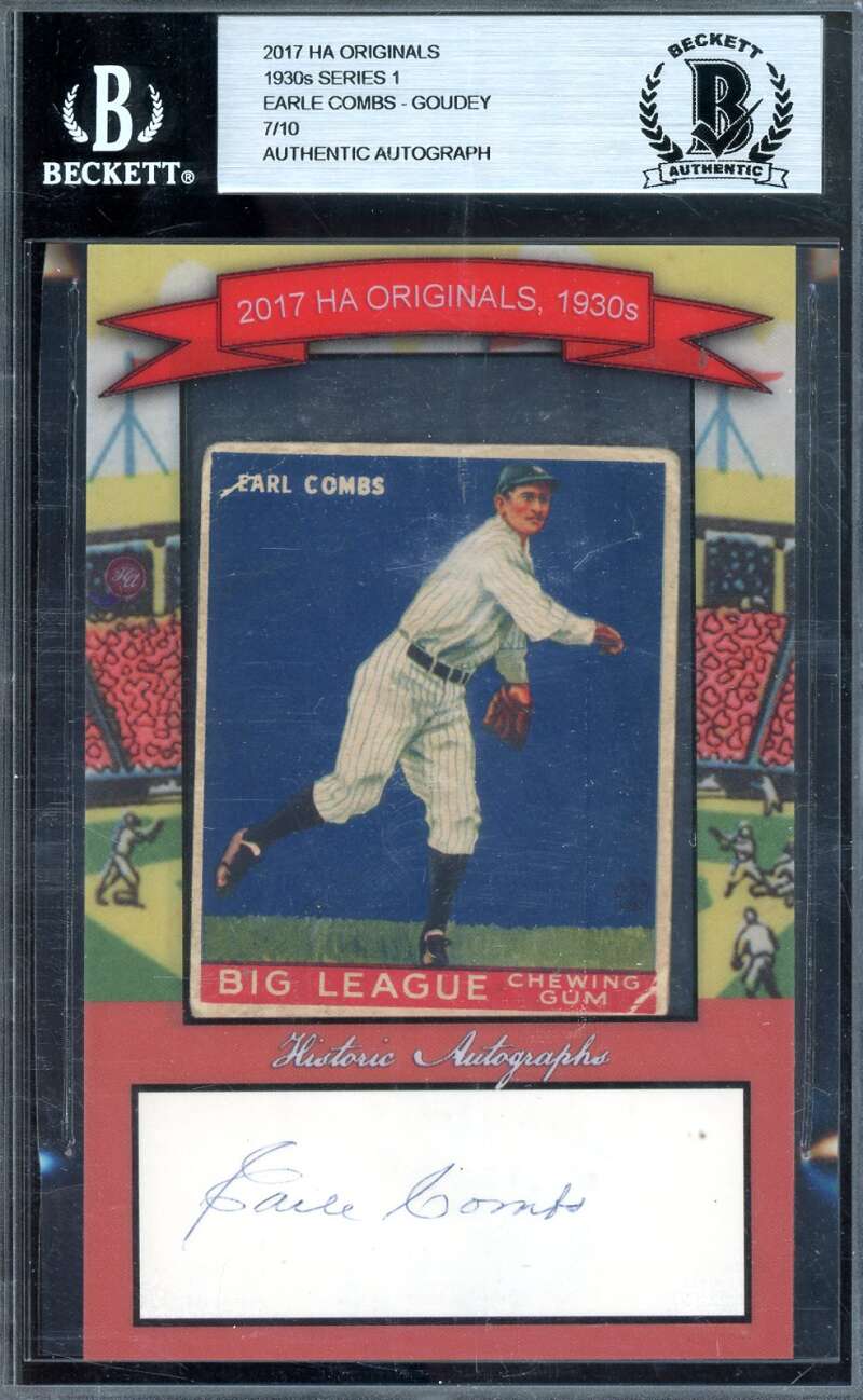 Earle Combs Beckett BAS Signed 2017 HA Original 1933 Goudey Autograph