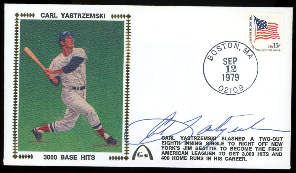 Carl Yastrzemski JSA Coa Signed 1979 First Day Cover Cache FDC 3000 Base Hits Autograph