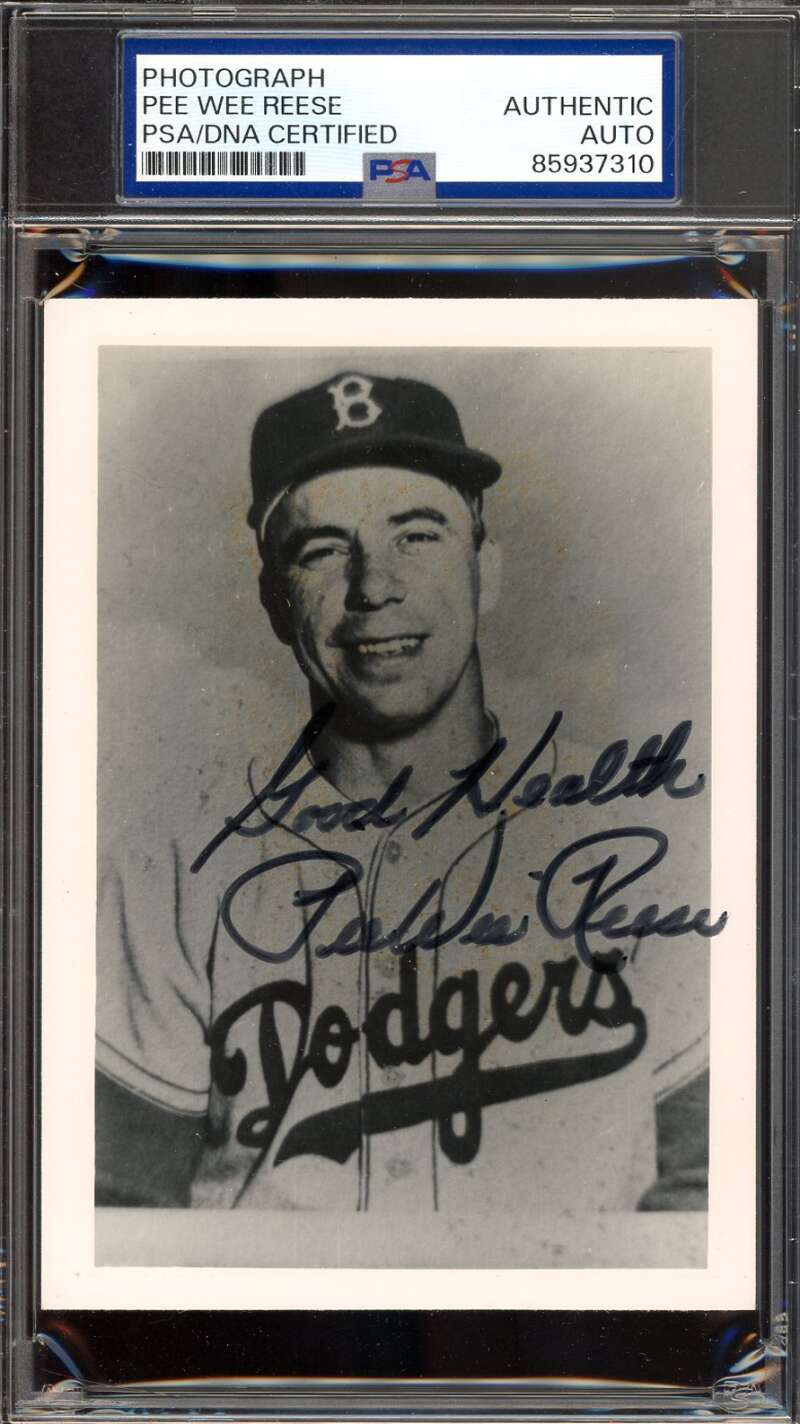 Pee Wee Reese PSA DNA Signed 4x5 Photo Autograph