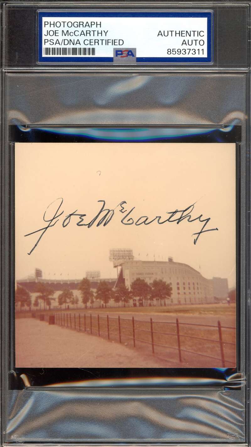 Joe McCarthy PSA DNA Signed 4x4 Original Yankees Stadium Photo Autograph
