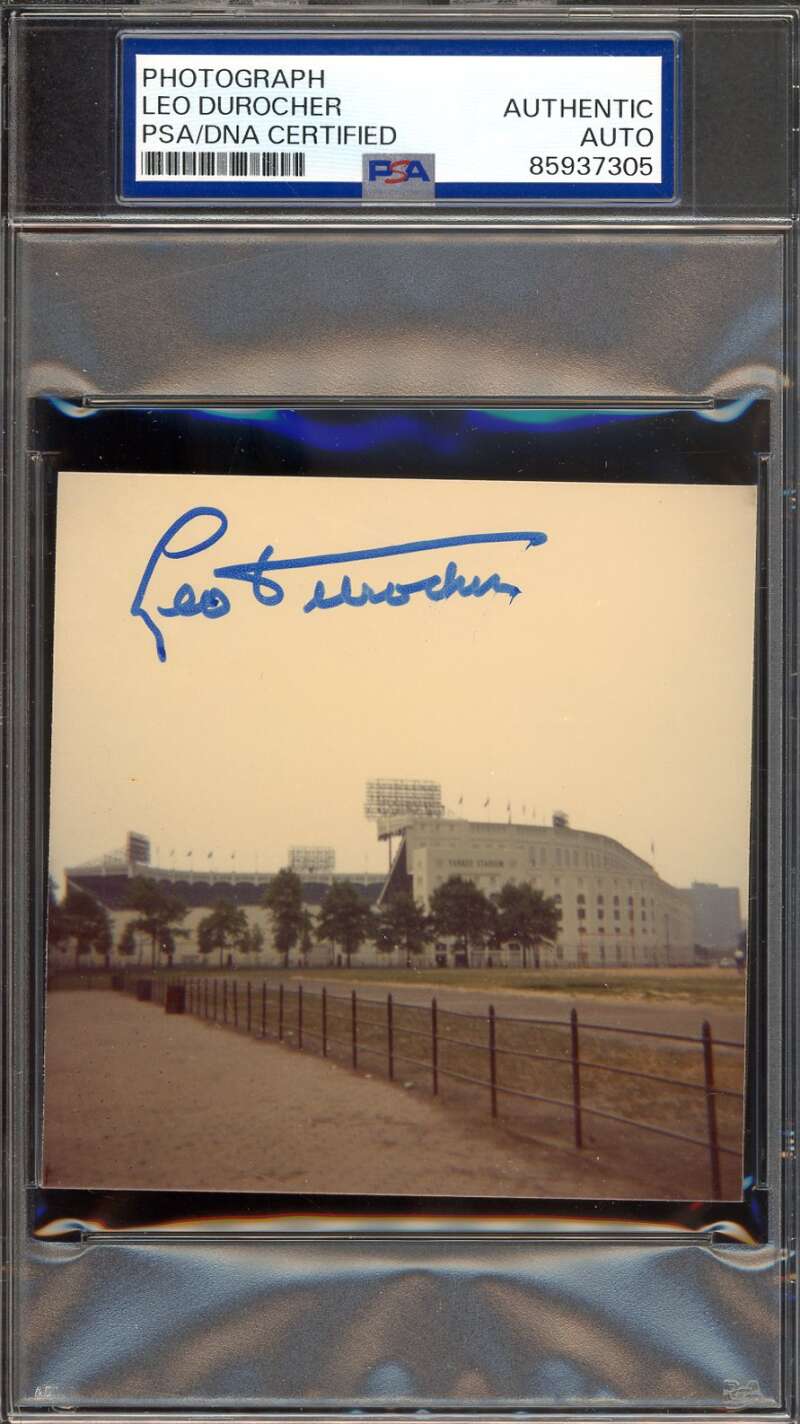 Leo Durocher PSA DNA Signed 4x4 Original Yankees Stadium Photo Autograph