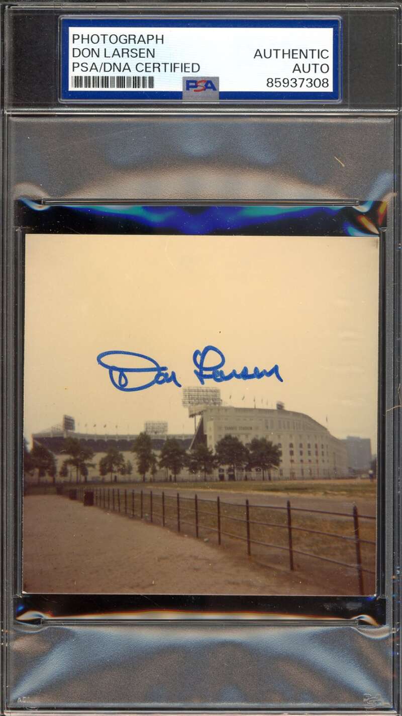 Don Larsen PSA DNA Signed 4x4 Original Yankees Stadium Photo Autograph