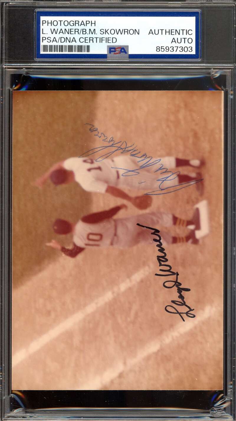 Lloyd Waner Moose Skowron PSA DNA Signed 4x5 Original Old Timers Photo Autograph