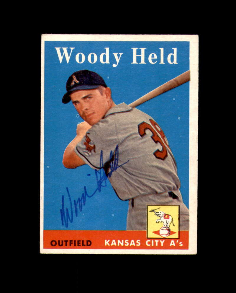 Woody Held Signed 1958 Topps Kansas City Athletics Autograph