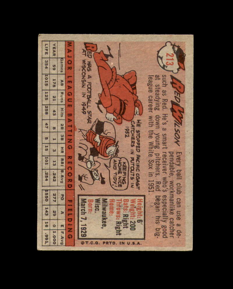 Red Wilson Signed 1958 Topps Detroit Tigers Autograph