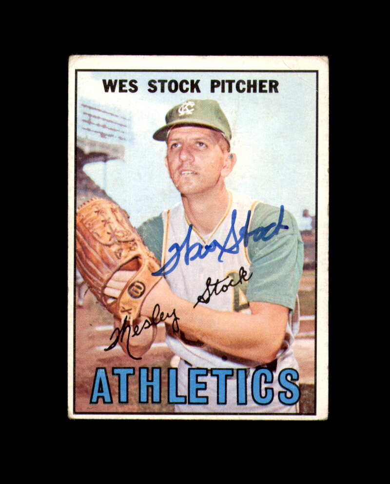 Wes Stock Signed 1967 Topps Kansas City Athletics Autograph