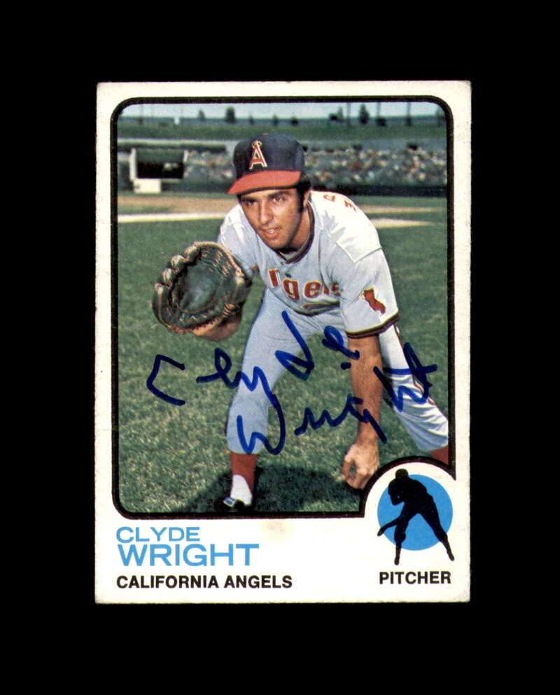 Clyde Wright Signed 1973 Topps California Angels Autograph